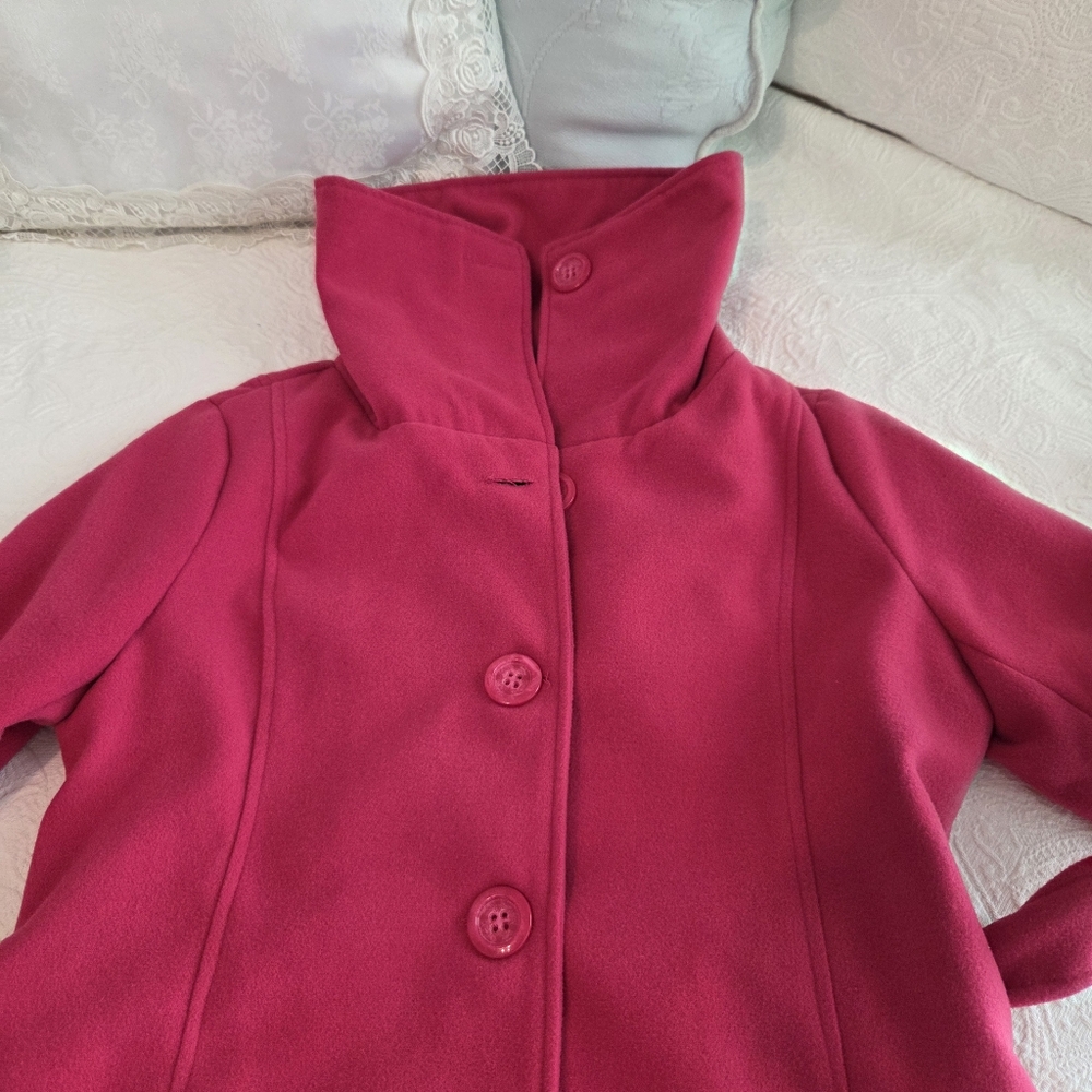 Me Jane Raspberry Funnel Neck Coat - Picture 10 of 13